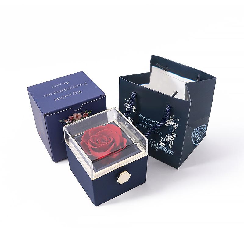 Rotating Rose Gift Box Acrylic Ring Necklace Flower Jewelry Box For Girlfriend Mother 2026 Hot Sale Christmas Romantic Gifts