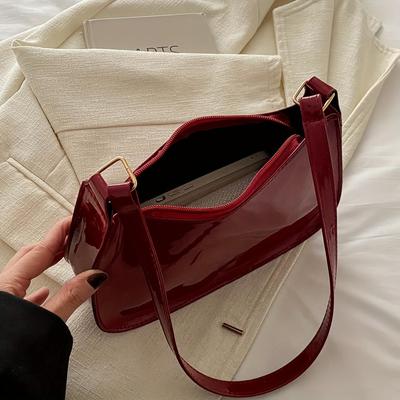 Modische, schlichte Unterarmtasche, minimalistische Schultertasche, stilvolle Handtasche und Geldbörse mit Reißverschluss für Damen