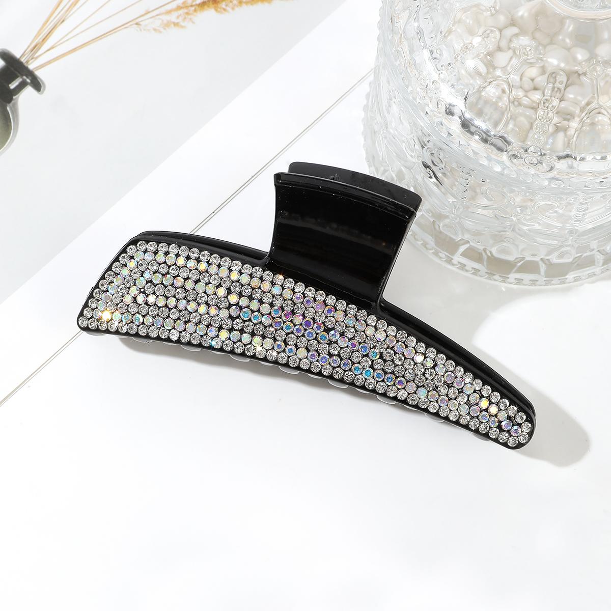 

AWAYTR New Korean Rhinestone Hair Claw Clip Geometric Full Diamond Hairpins for Women Girls Bath Makeup Elegant Shark Clip
