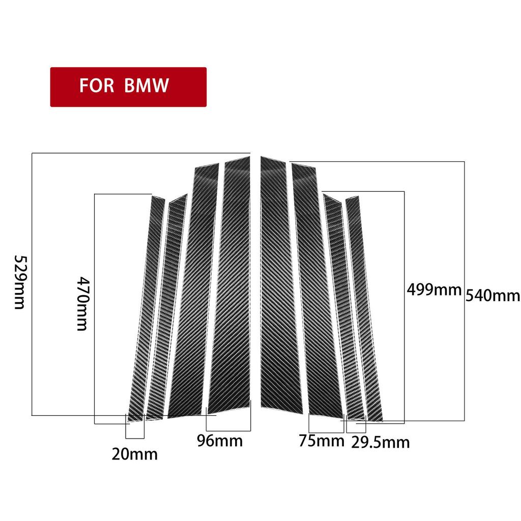 8Pcs Carbon Fiber Door Window B-pillars Cover Trim For BMW X5 F15 2014-2018