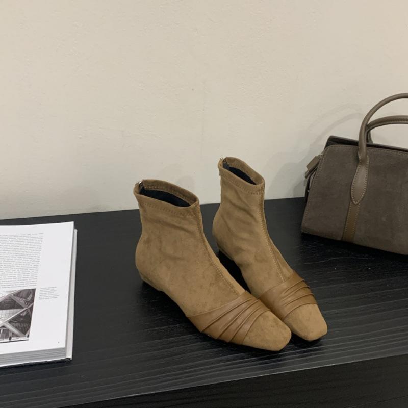 Coarse heel French British style retro square head short boots women's boots new in autumn and winter 2025