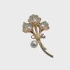 Calla Lily Brooch: Crystal, Diamond & Pearl Corsage Pin with Silk Scarf Buckle Functionality.