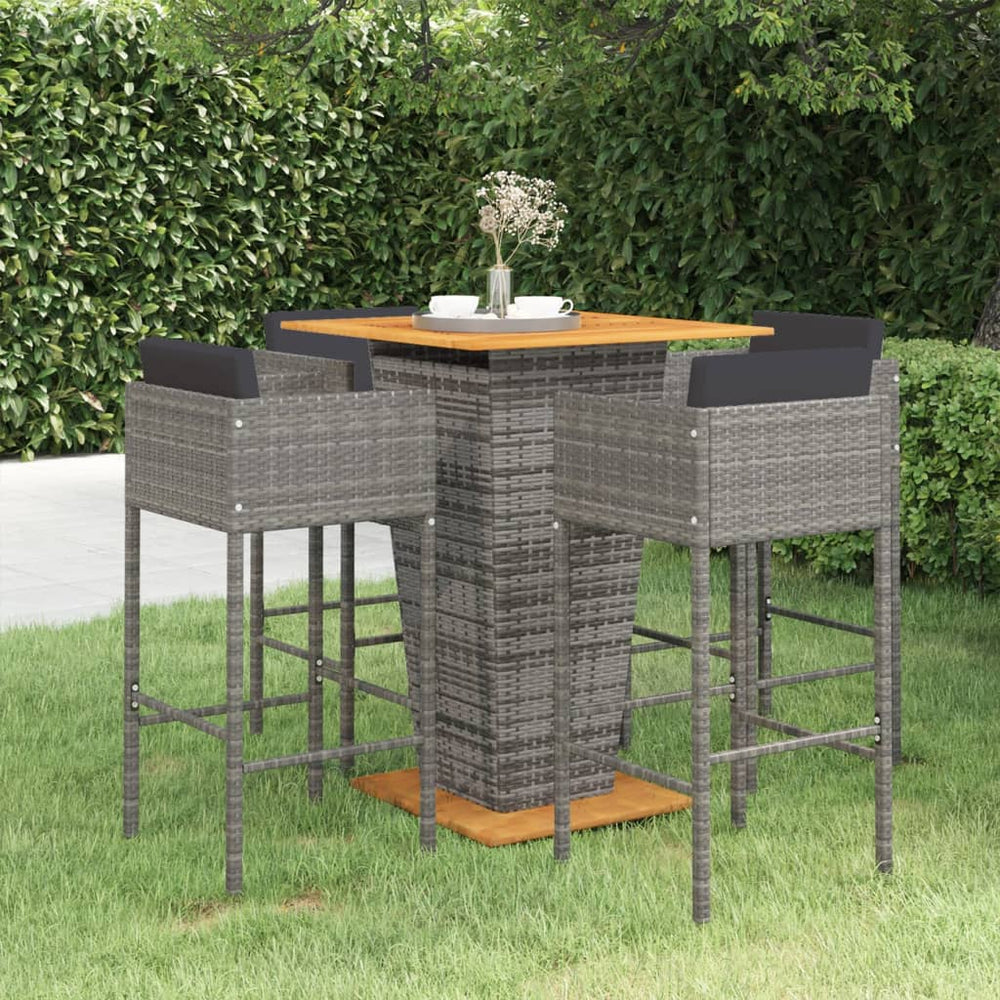 Ensemble de bar de jardin 5 pcs et coussins Résine tressée