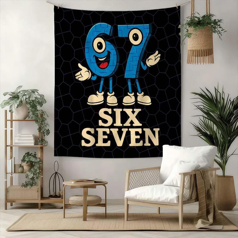 

Number 67 Cartoon Design Tapestry Wall Art for Party Decor Dorm Bedroom Vintage Bohemian Scandinavian Style 74x94cm(29x37in)