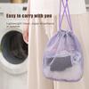 Travel Large Capacity Mesh Nylon Cosmetic Bag Organizer Foldable Casual Mesh Drawstring Bags Rope Bundle Pocket Swim Washing Bag