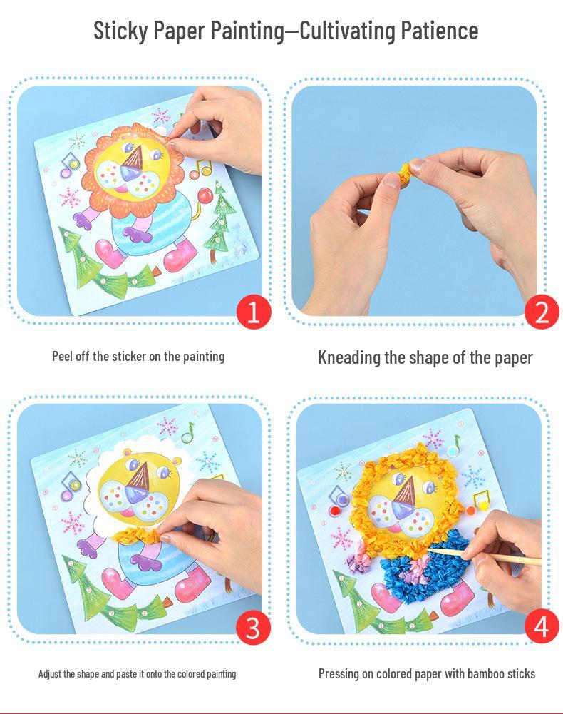 Children's Crumple Paper Art Kit for Creative Painting and Crafts in Kindergarten and Elementary Classes