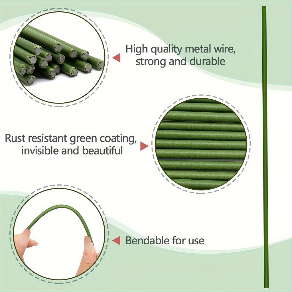 20pcs Green Flexible Plant Support Sticks For Orchids Peonies Roses Potted Flowers Heavy-Duty Plastic Metal Fiber Plant Stands