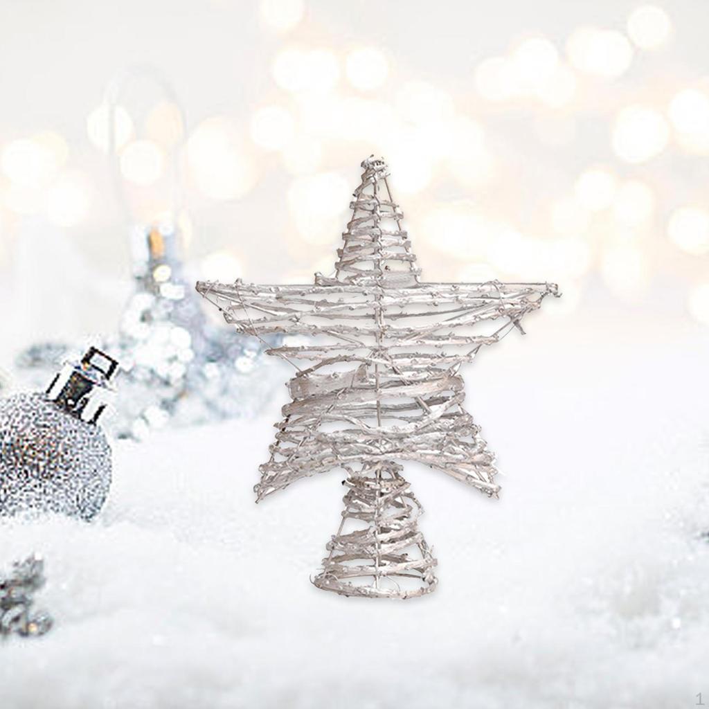 Vánoční hvězda na špičku stromku, Hvězda na špičku vánočního stromku, Železná a ratanová vánoční ozdoba na špičku pro párty bar,