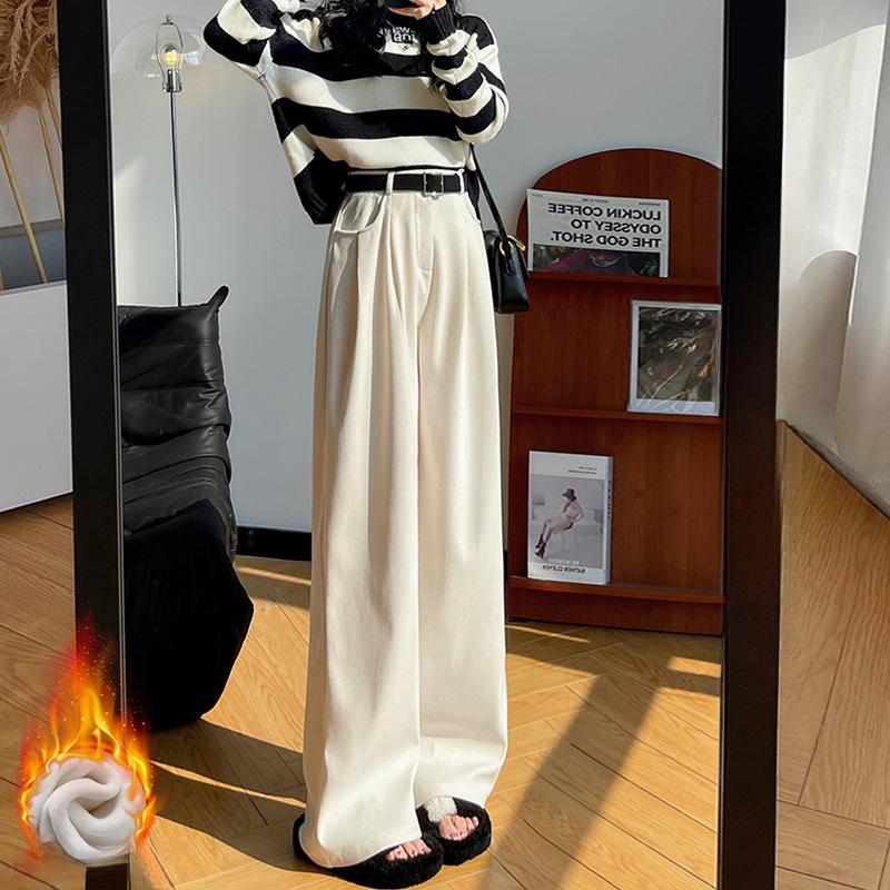 Spring and Autumn New Skinny Straight Casual Pants High Waist Dropping Wide Leg Pants