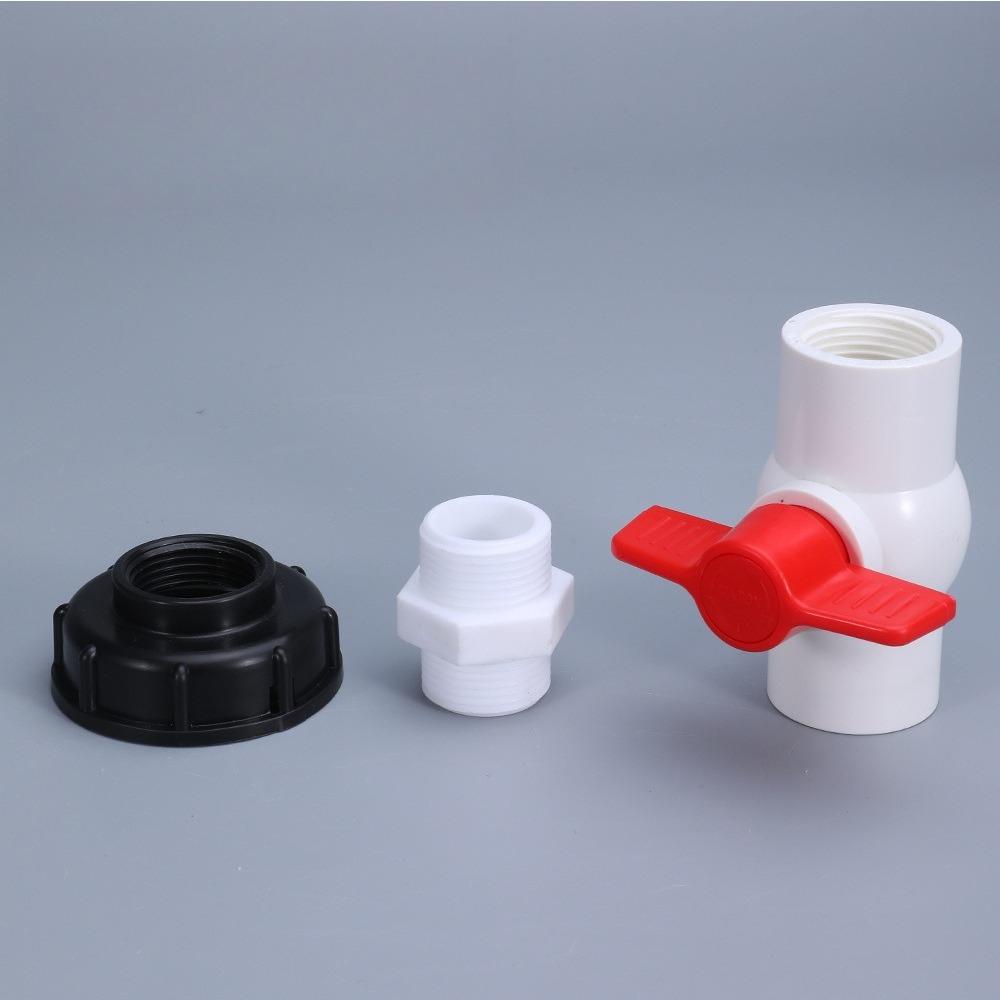 1/2" 3/4" ABS Plastic Water Tank Connector with PVC Ball Valve Fish Tank Aquarium Outlet Bucket Connector Drain Pipe Fitting