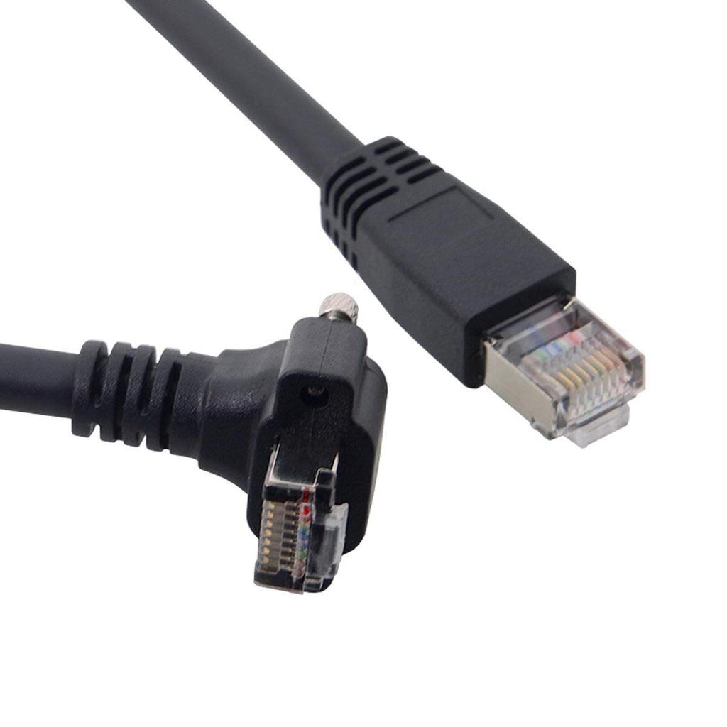 Cable de conexión flexible Vision RJ45 Cablecc con bloqueo por tornillo CAT6 para datos CCD y bandeja Gigabit Ethernet de alta flexibilidad (Ángulo ascendente)