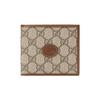 Presbyopia Logo Bifold Canvas with Leather Trim Card Holder Wallet Wallet Coin Purse Regular Men's Ebony/Brown