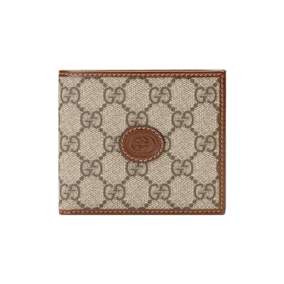 Presbyopia Logo Bifold Canvas with Leather Trim Card Holder Wallet Wallet Coin Purse Regular Men's Ebony/Brown