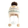 Children's Winter Thick Double-layer Ear Protection Knitted Hat, Outdoor Warm Wool Ball Needle and Thread Hat, Plush Teddy Bear Ear Protection Hat