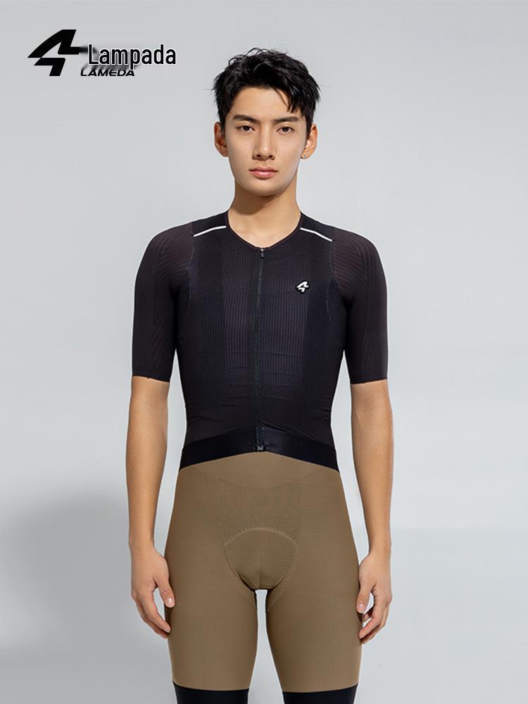 Lampaida Coolmax Schnelltrocknendes Herren-Kurzarm-Radtrikot für Frühling/Sommer - Rennrad- und Mountainbike-kompatibel