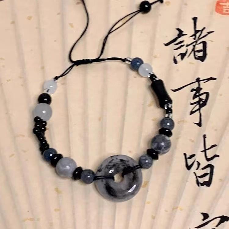 Black Beaded Highend Bracelet Exquisite Chinese Style Resin Stone