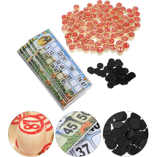 VICASKY Russian Lotto Game Set - Wooden Bingo for Adults and Family, Vintage Soviet Style Tombola Game, Portable Ideal Travel, Gatherings, Logical