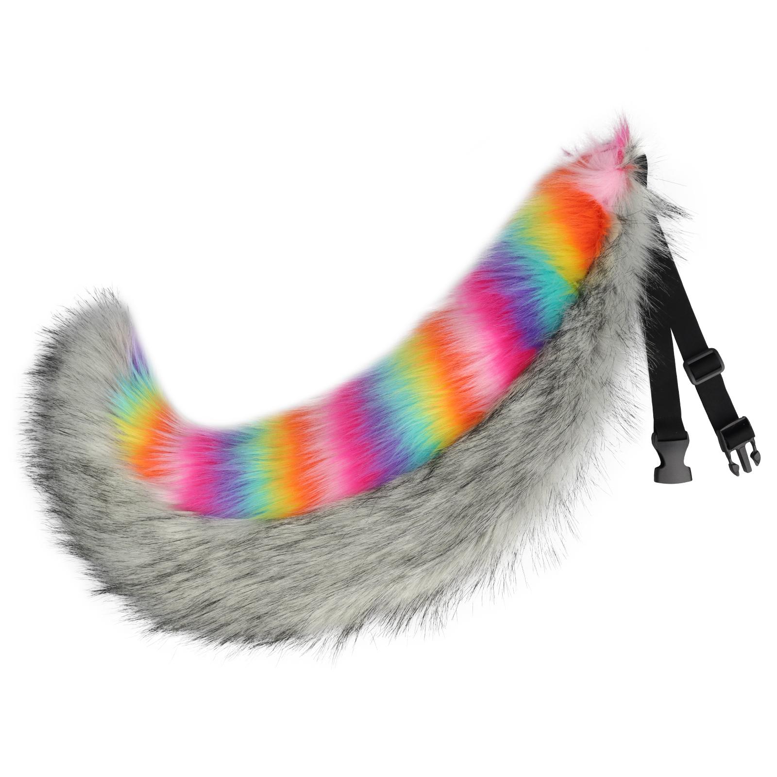 Felltier Fuchs Wolf Schwanz Fursuit Furry Handgemacht Flauschiger Plüsch Cosplay Kostüm Zubehör Halloween Party One Size