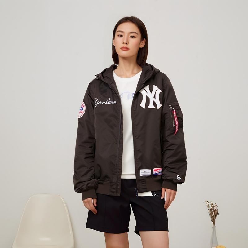 New Era X Alpha Industries Collaboration FW24 New York Yankees Pilot Logo Letter Zip-Up Hoodie Unisex Jacket Brown 60564183