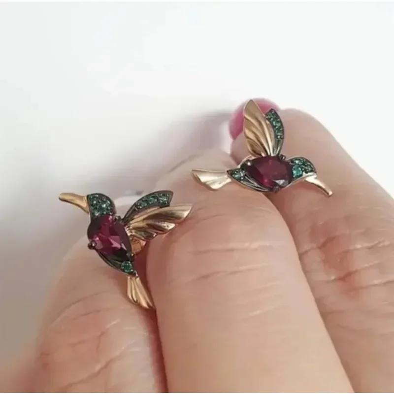 Spreading Wings Bird Earrings Popular European and American Hummingbird Crystal Earline Earrings Creative Gifts Fashion Jewelry