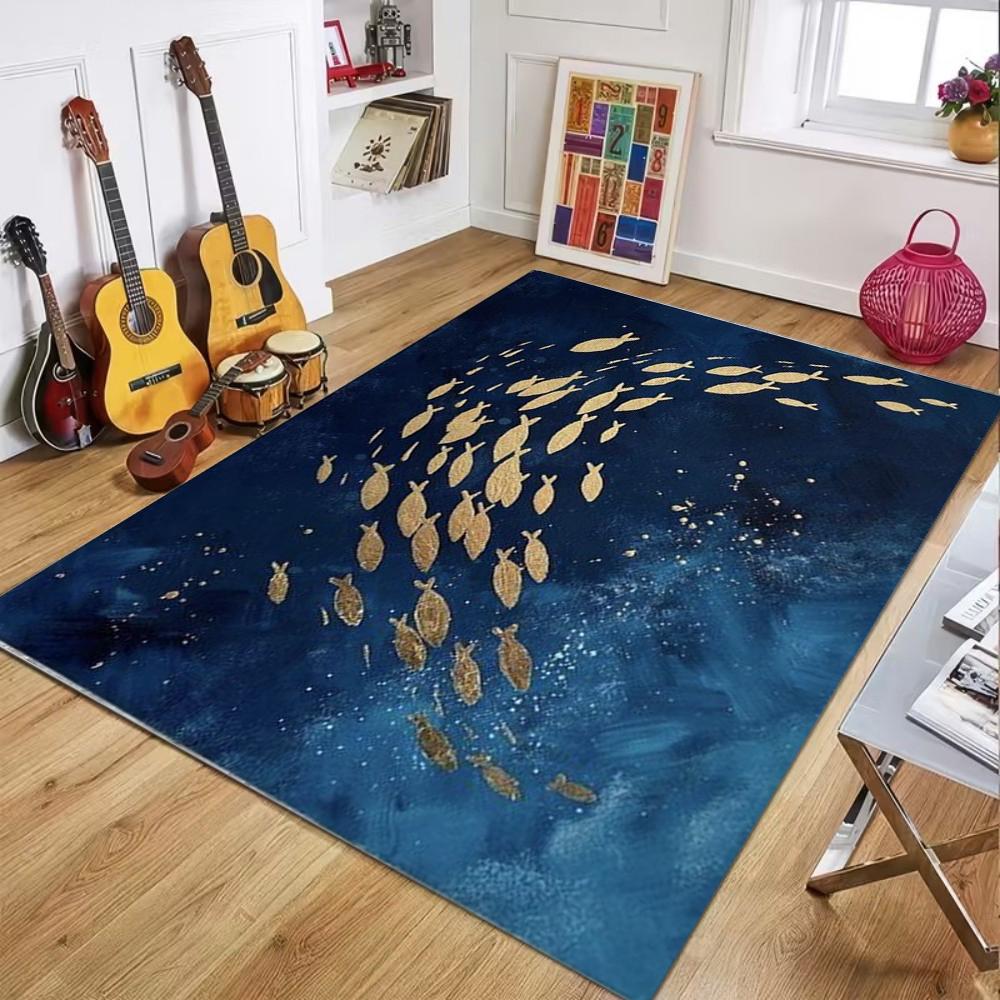 

School of Fish Pattern Area Rug Soft Non Slip Living Room Carpet Dreamlike Elegant Design Home Decor Floor Protection Mat 40X60cm