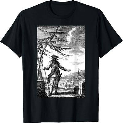 Blackbeard the Pirate Historical Engraving Pirates Art Cool T-Shirt