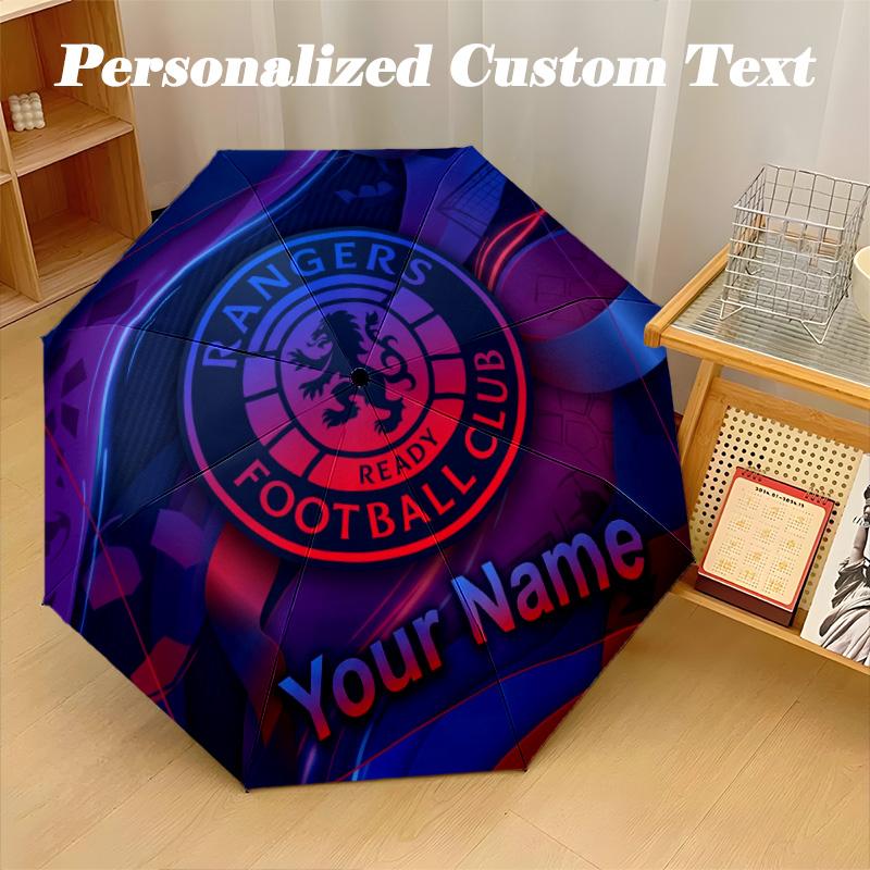 8 Rib Auto Folding Umbrella Rangers FC Print Custom Name Text Portable Rain Gear