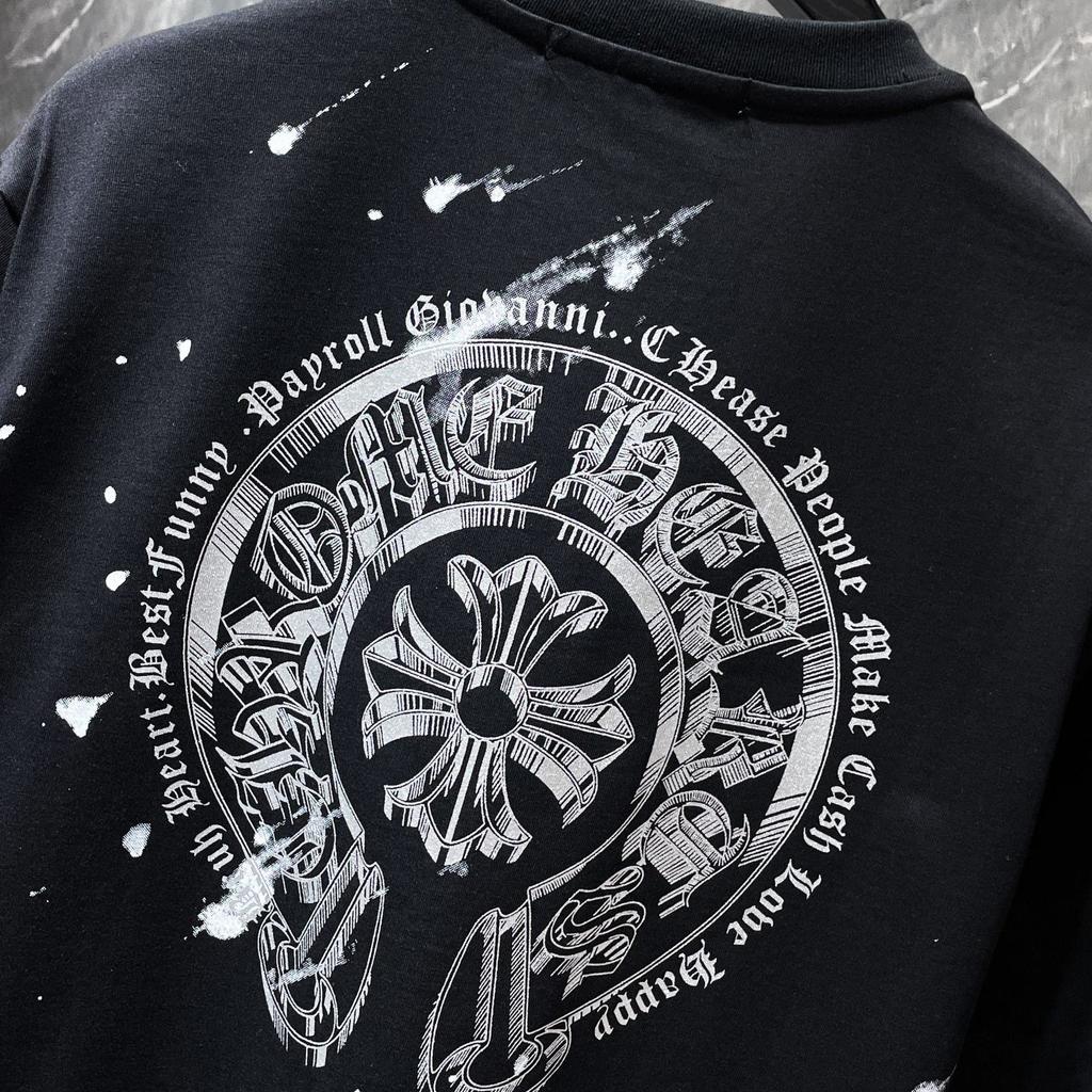 8735 CHROME HEARTS Léto 2026 Nové Vysoce Kvalitní Bavlna Kulatý Výstřih Volné Velký Rozměr Pánské a Dámské Tričko Pár Tričko