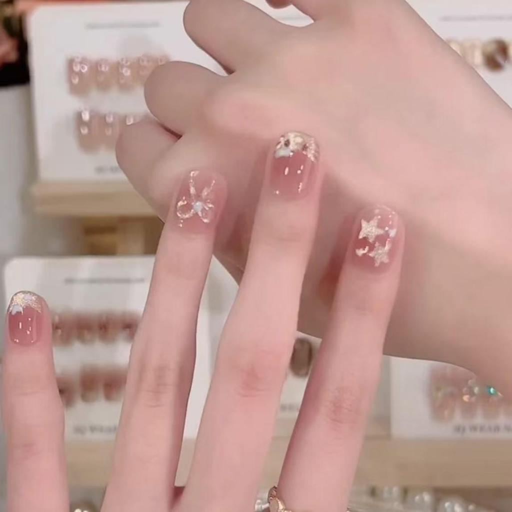 Pink Heart Bow French Cat Nails: Cute, Skin-Brightening Press-Ons for Students