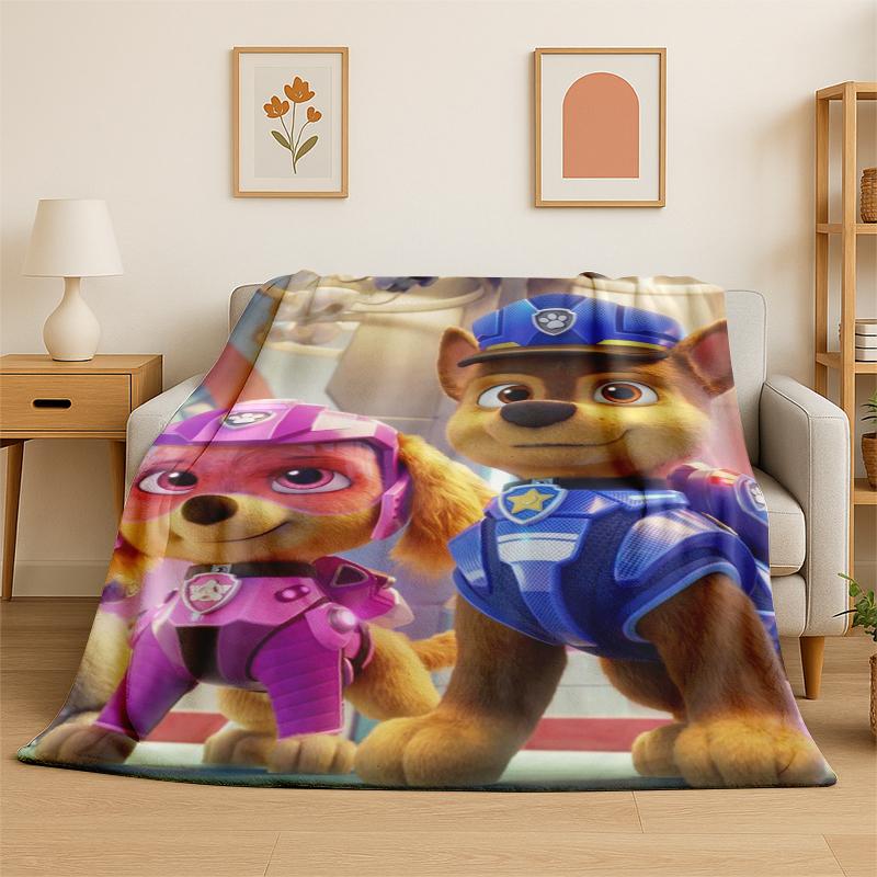 Cartoon P-Patrol Cute Dog Flannel Blanket Soft Warm Throw Blanket for Bedroom Living Room Bed Travel Camping Picnic Gift kids