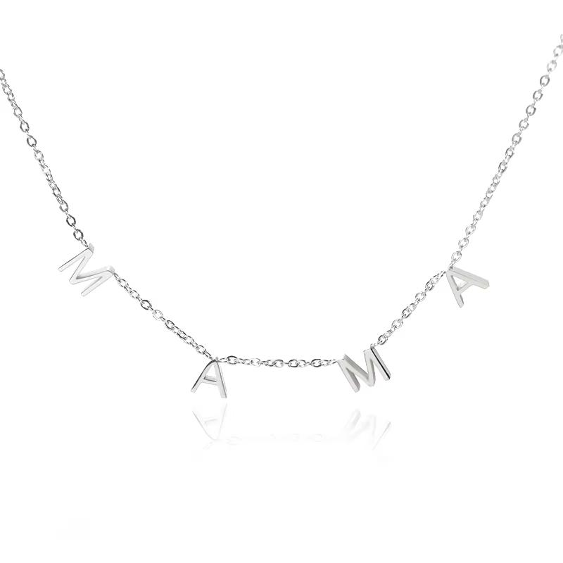 Mama Letters Pendant Necklace For Women Gold Color Stainless Steel Clavicle Chain Choker Female Fashion Jewelry Mom Gifts