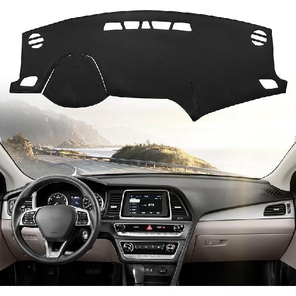 Leather Dashboard Dash Cover Mat Carpet PU Compatible With - Chevrolet Silverado&GMC Sierra 1500/2500HD/3500HD(Non-Compatible Hyundai Sonata NF)