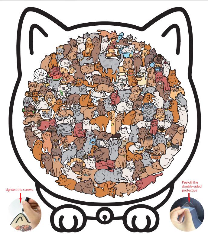 Wacocetoy Unique Kitten Wooden Jigsaw Puzzle - Low-Configuration Handmade Decompression Toy