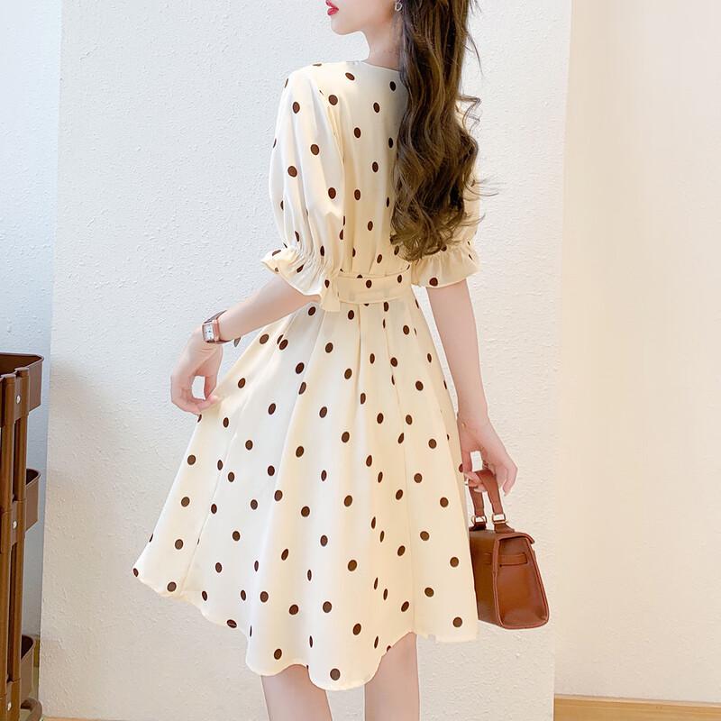 Mokana Polka Dot Chiffon Short Sleeve Dress