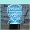 Arsenal Night Light 3d Anime Led Desk Lamp With Remote Control For Football Enthusiasts