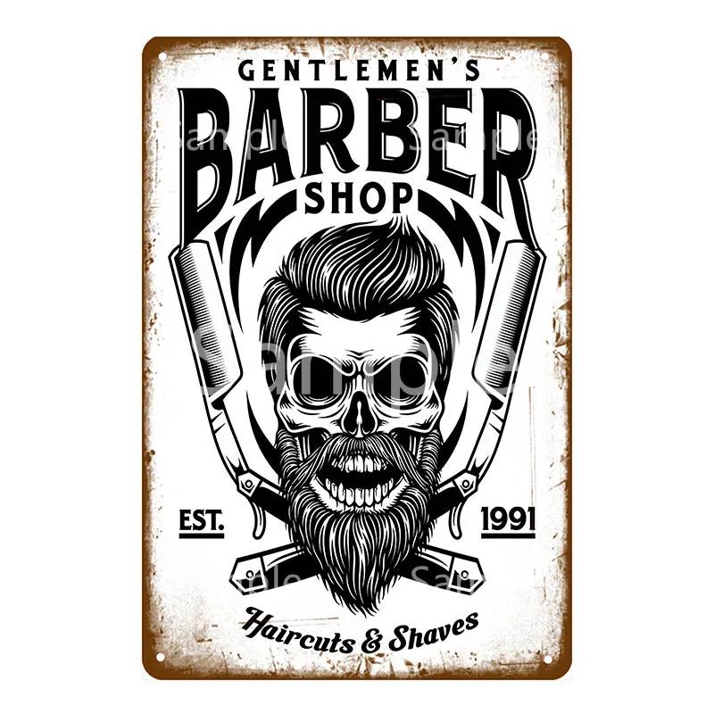 Vintage Barber Shop Metal Signs Shaving Hair Cut Poster Cafe Bar Pub Retro Plaque Haircut and Shave Beard Iron Plates YL002