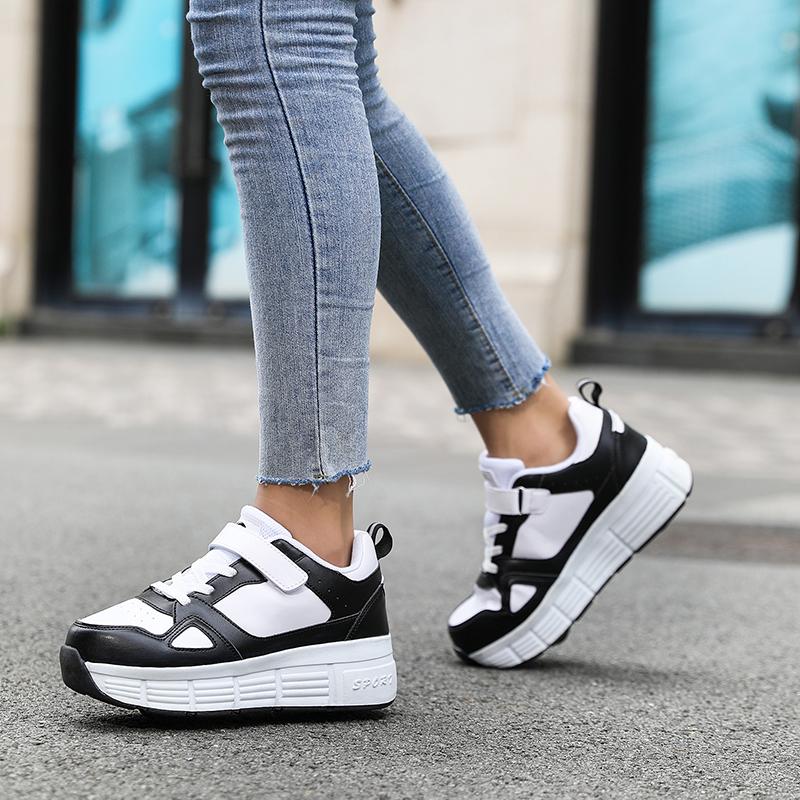Boy's Plus Size Fashionable Thick Soled Roller Skates Girl's Wheeled Sports Shoes Outdoor Sneaker