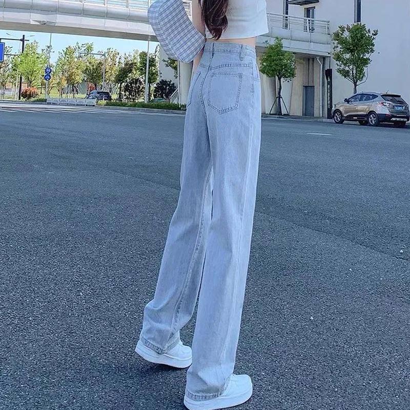 Loose Light-colored Wide-leg Pants 