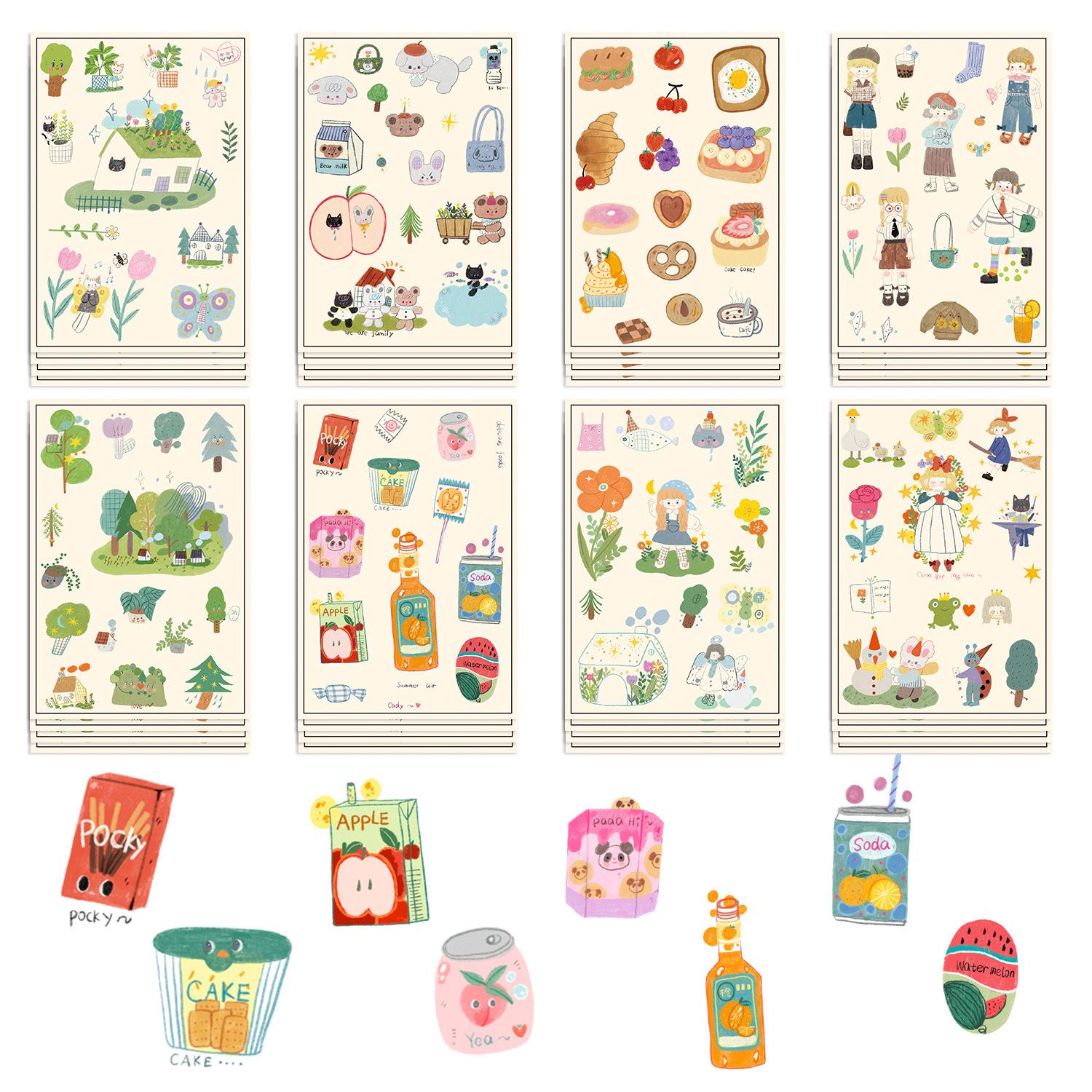 

8 Корейские простые рисунки Наклейки Гука Сделай сам Ручной аккаунт Маленькая карточка Украшение чехла для мобильного телефона Корейский инс