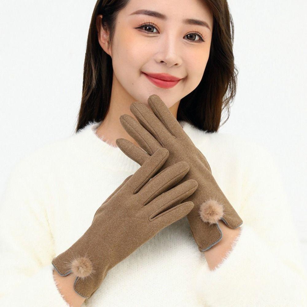 Windproof Women Winter Gloves Imitation Rabbit Velvet Driving Mittens New Skiing Gloves Girls Gift