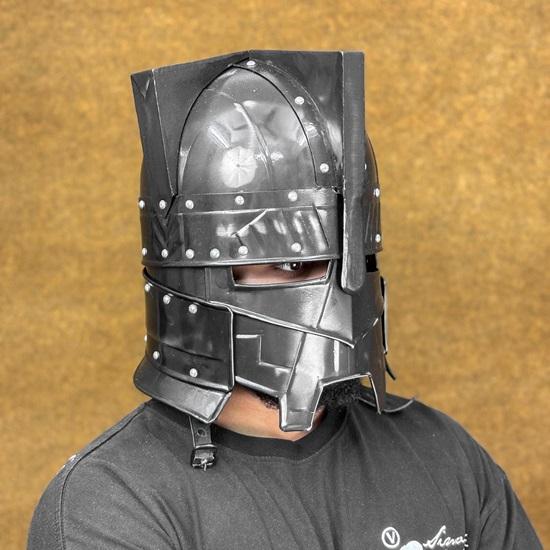 Black Moria Dwarven Battle Helmet LOTR-Inspired Medieval Armor for LARP, Cosplay, Knight Attire, and Collectible Display