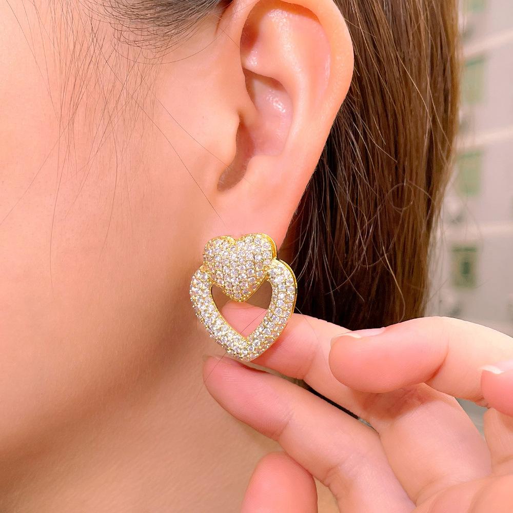 Tide Needle Micro-Inlaid Zircon Personalized Love Earrings Ear Jewelry
