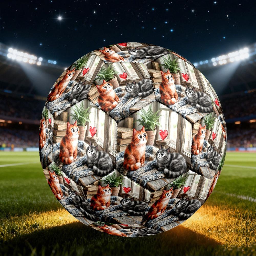 1pc Cat Love Scene Size 5 Soccer Ball Professional Lightweight Durable Match Training Football Indoor &Outdoor Sports BallTraining Ball y83 Size 5