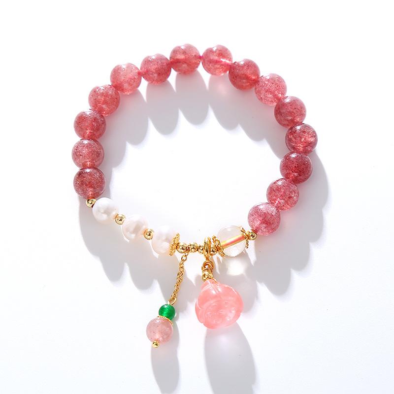 Strawberry crystal pendant powder crystal bracelet Bangles Women Fashion Jewelry accessories Gift