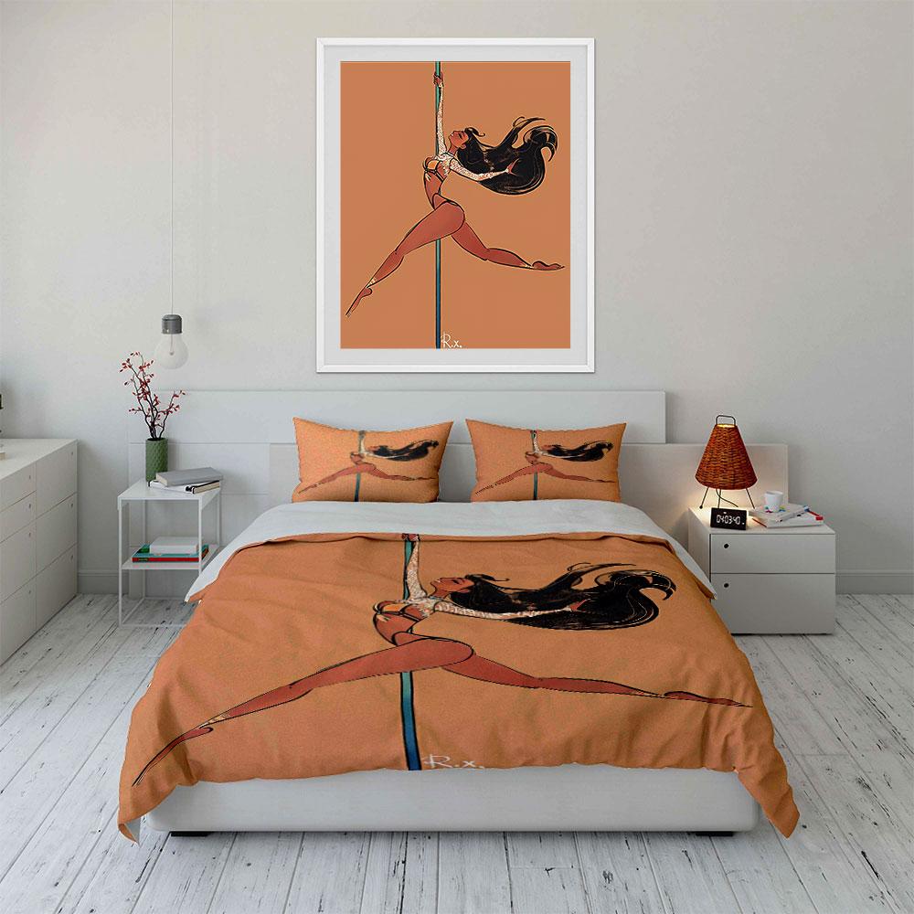 Pole Dance Art with Lace Bedding Duvet Cover Set Duvet Cover Pillowcases  (1*Duvet Cover 2*Pillowcases, without duvet insert)