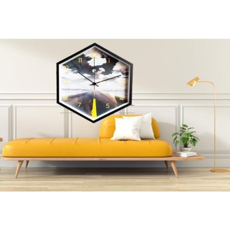 Часы Настенные часы Гостиная Современные Простые и Атмосферные Домашние Кварцевые часы Креативные Бесшумные Шестиугольные часы Настенные часы 925【001】