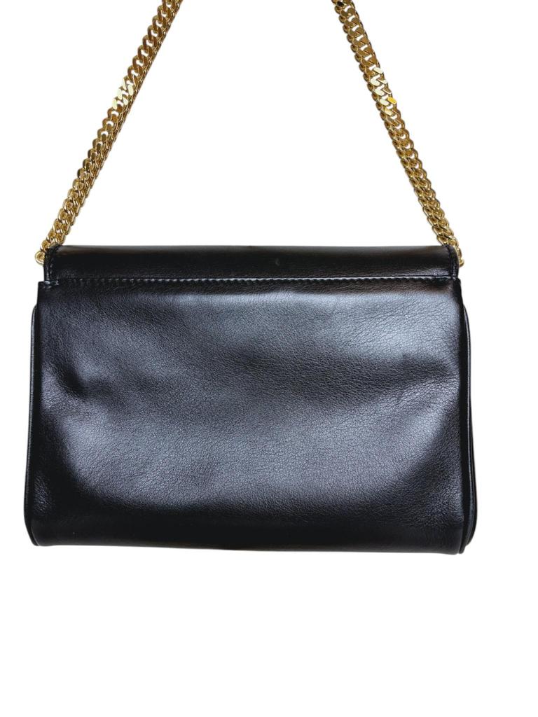 Used CELINE Triomphe Leather Shoulder Bag Black 2-Way Ladies