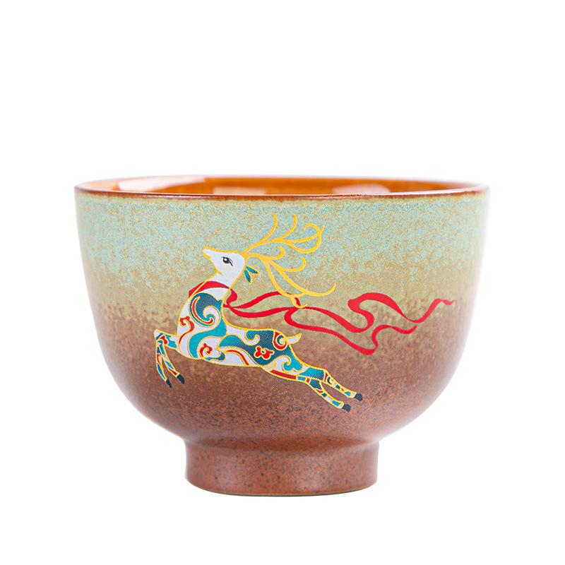 Čínská keramická čajová terina, Kungfu čajový šálek, Zařízení na přípravu čaje, Starověká keramika, Čajové nádobí, Vintage Dřevopal Sancai Gaiwan