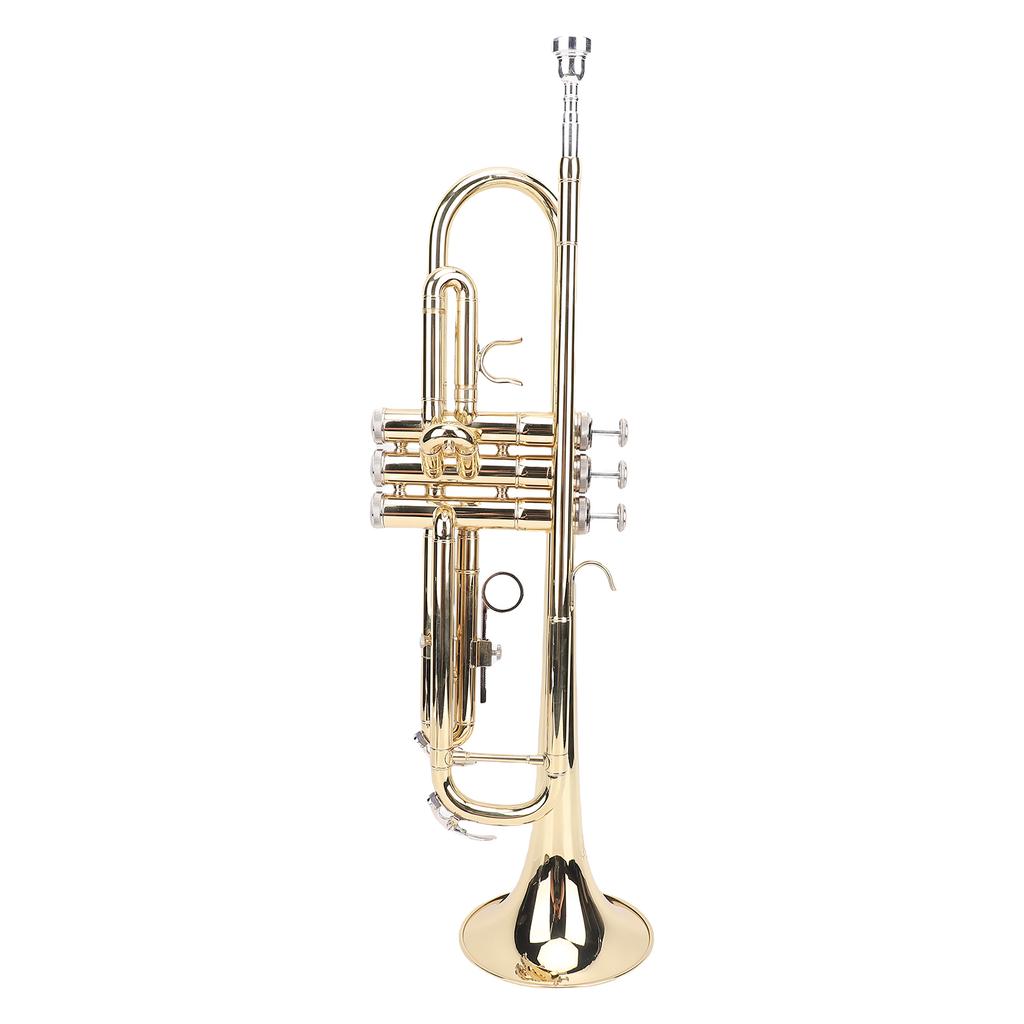 Bb Brass Cornet Kit Golden Key Cornet Musical Instrument with Carrying Case for Beginners Students