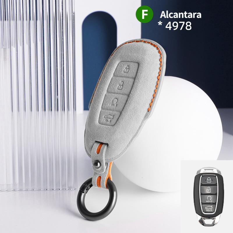 Alcantara Suede Car Key Case Cover Shell For Hyundai N Line Verna Solaris Elantra Azera Kona Encino Grandeur Palisade I30 Ix35